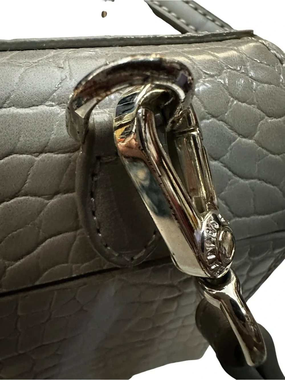 Charles & Keith Sculptural croc embossed Mini Crossbody Bag Gray Rare